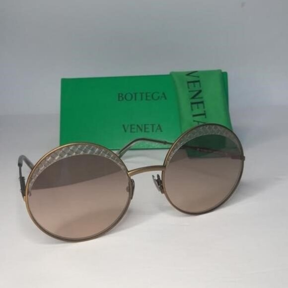 Authentic New BOTTEGA VENETA Satinized metal over round sunglasses - Picture 6 of 11